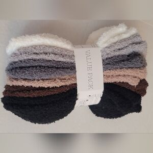Cozy Multi-Color Sock 6 Pack brown black white tan lt dark  gray